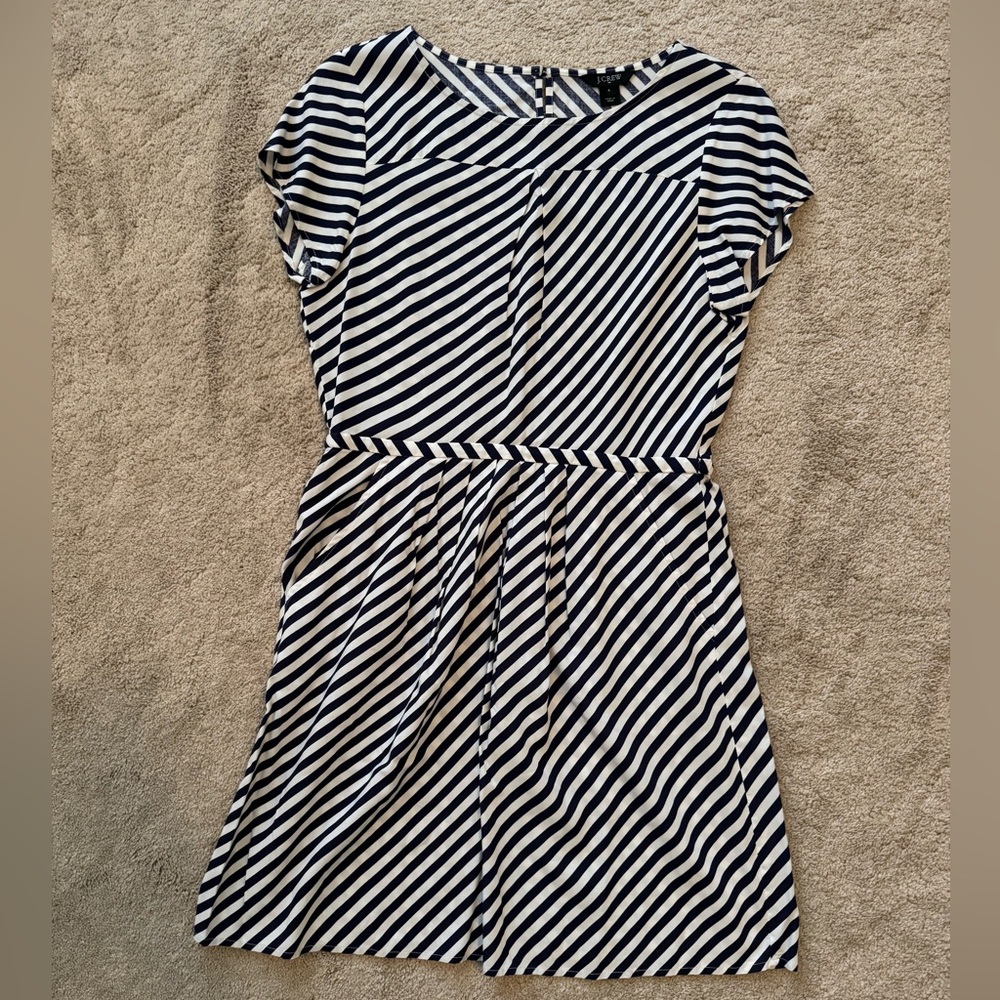 J. Crew Navy and White Striped Dress